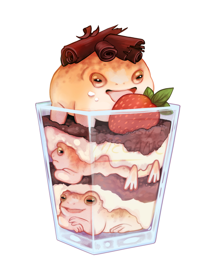 Strawberry dessert frog